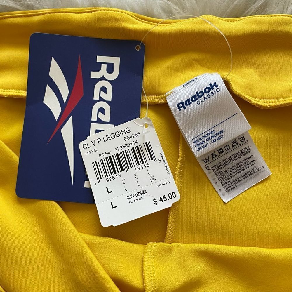 NWT Reebok Classic Vector Leggings Yellow Lost and Found Collection Size Large - Picture 3 of 5